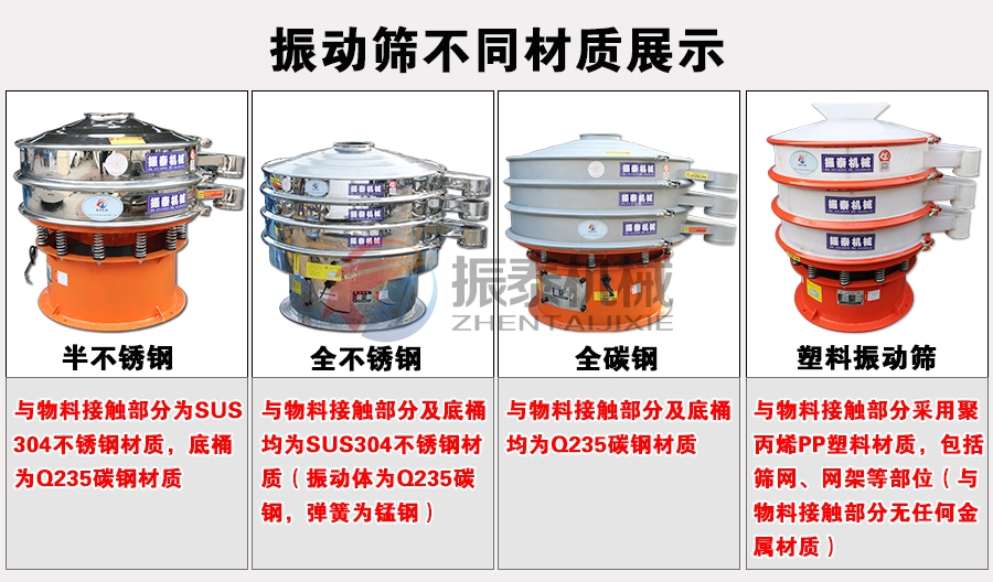 復(fù)合肥不銹鋼振動(dòng)篩不同材質(zhì)展示