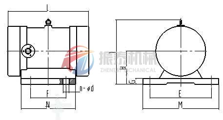 YZU系列振動電機(jī)安裝尺寸示意圖